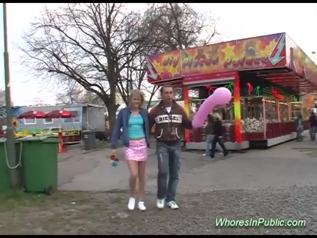 cute Chick rides tool in fun park
