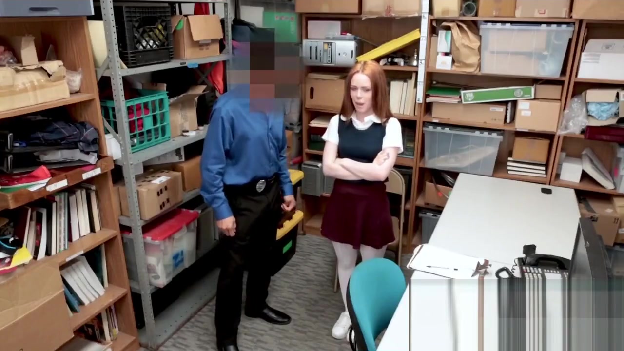 Redhead Ella takes on officers big cock for no arrest