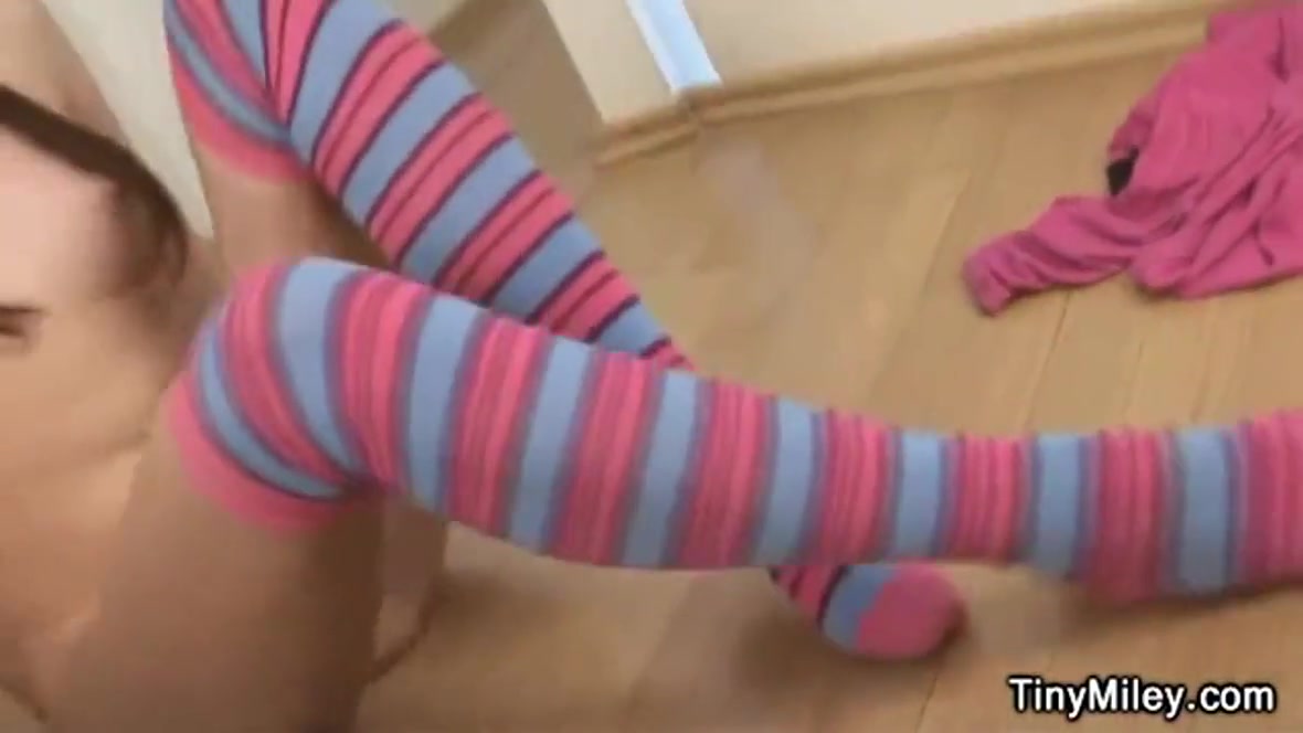 Tiny Miley In Stockinged teen 18+ Fondles Pussy