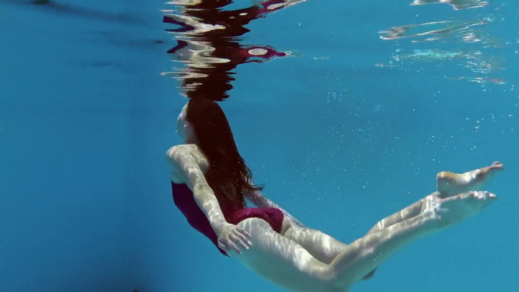 Fernanda Releve Pink Swimsuit Gymnast In The Pool