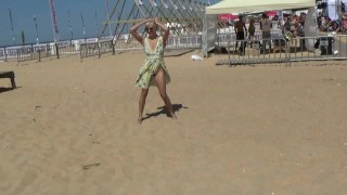 Flashing at competitions on a public beach