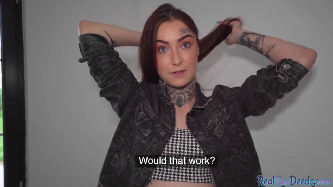 Redhead with tattoos and piercings receives doggystyle fuck
