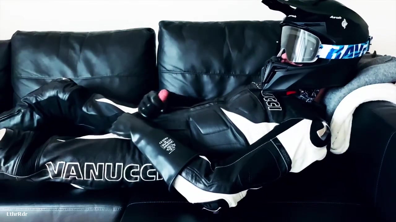 Rubber gloves biker jerking