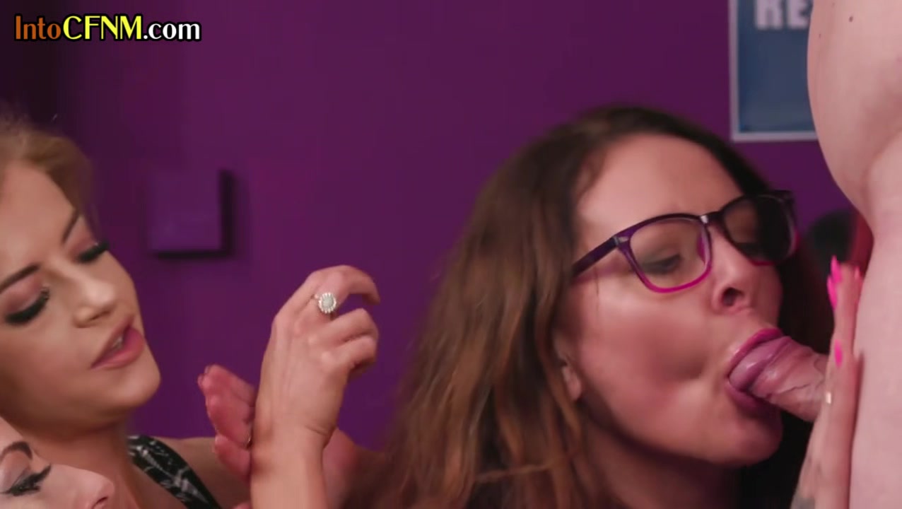 CFNM group deepthroat and HJ in the office by sluts till cum