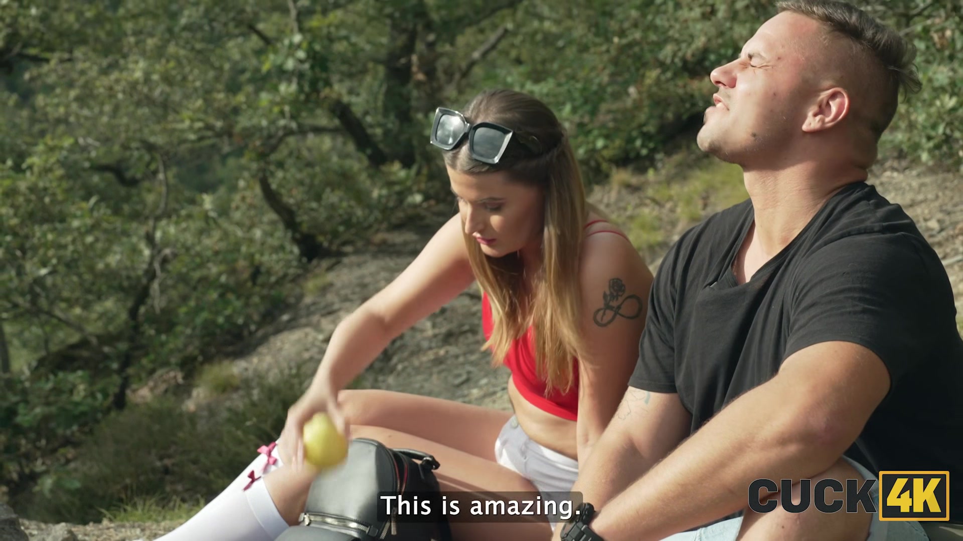 CUCK4K. Husband invited two guys with big dicks to fuck his wife in the forest