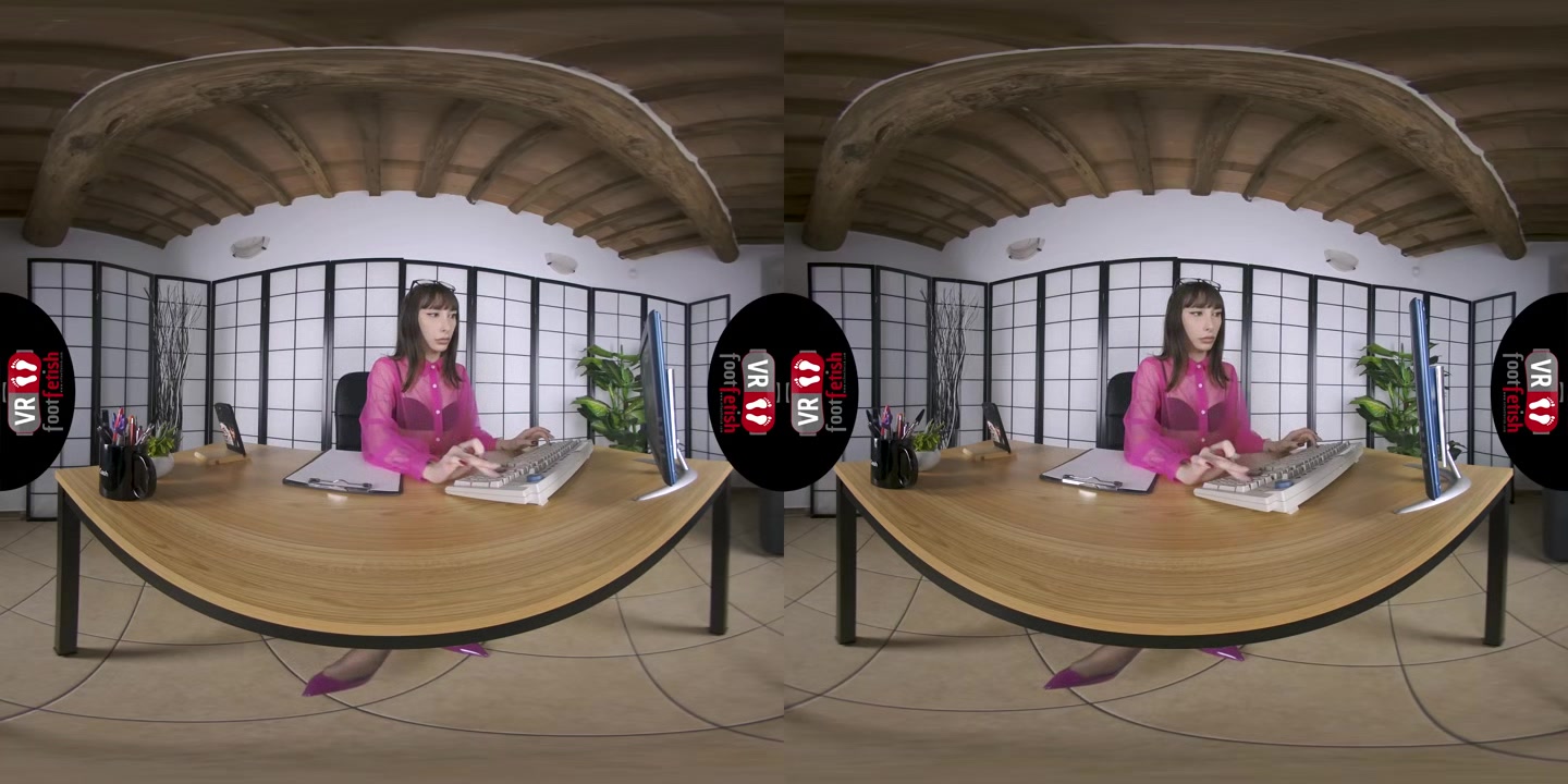 Outstanding Brunette Secretary Reine Vixen Loves Posing Her Hot Feet With Stockings In VR - VRFootFetish