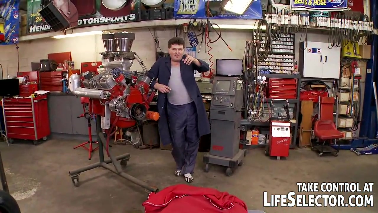 The mighty mechanic fucks sexy, horny babes