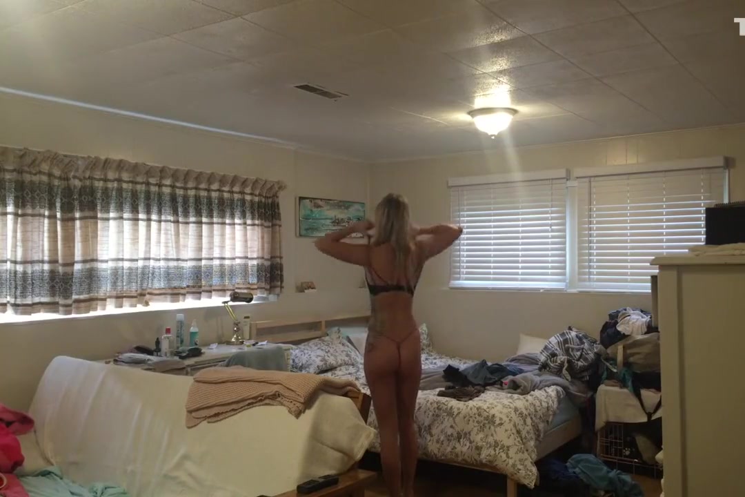EPIC spy! Dumb slut young Step sister spied undressing after school