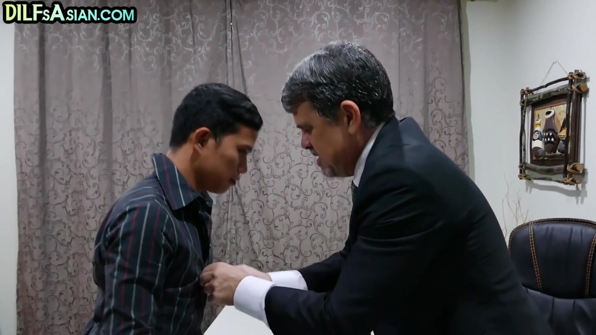 Gay businessman fucked by Asian skinny twink in office