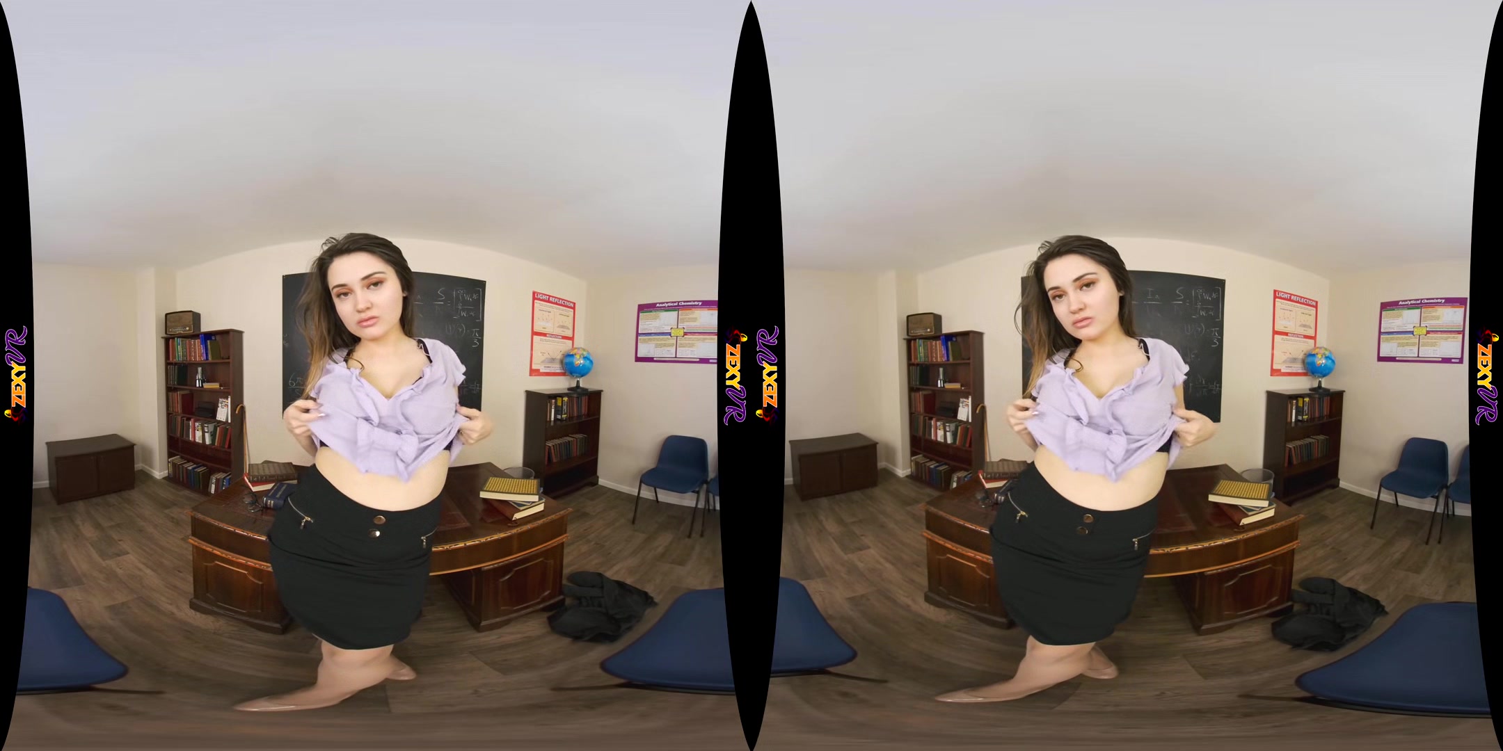 Classroom Nude; Big Tits Brunette Solo Striptease