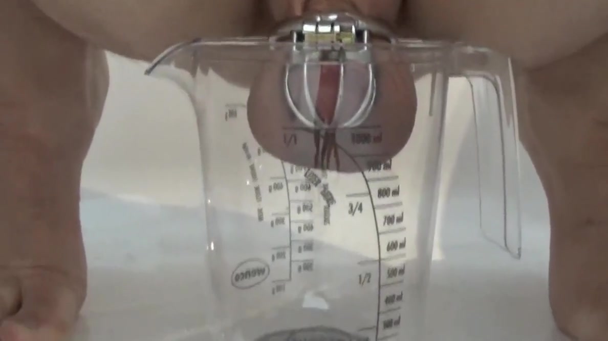 Old Clip From 2017: Pissing In Chastity Cage