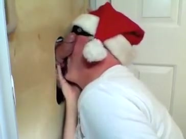 Gloryhole Buddy Cums to Feed Santa