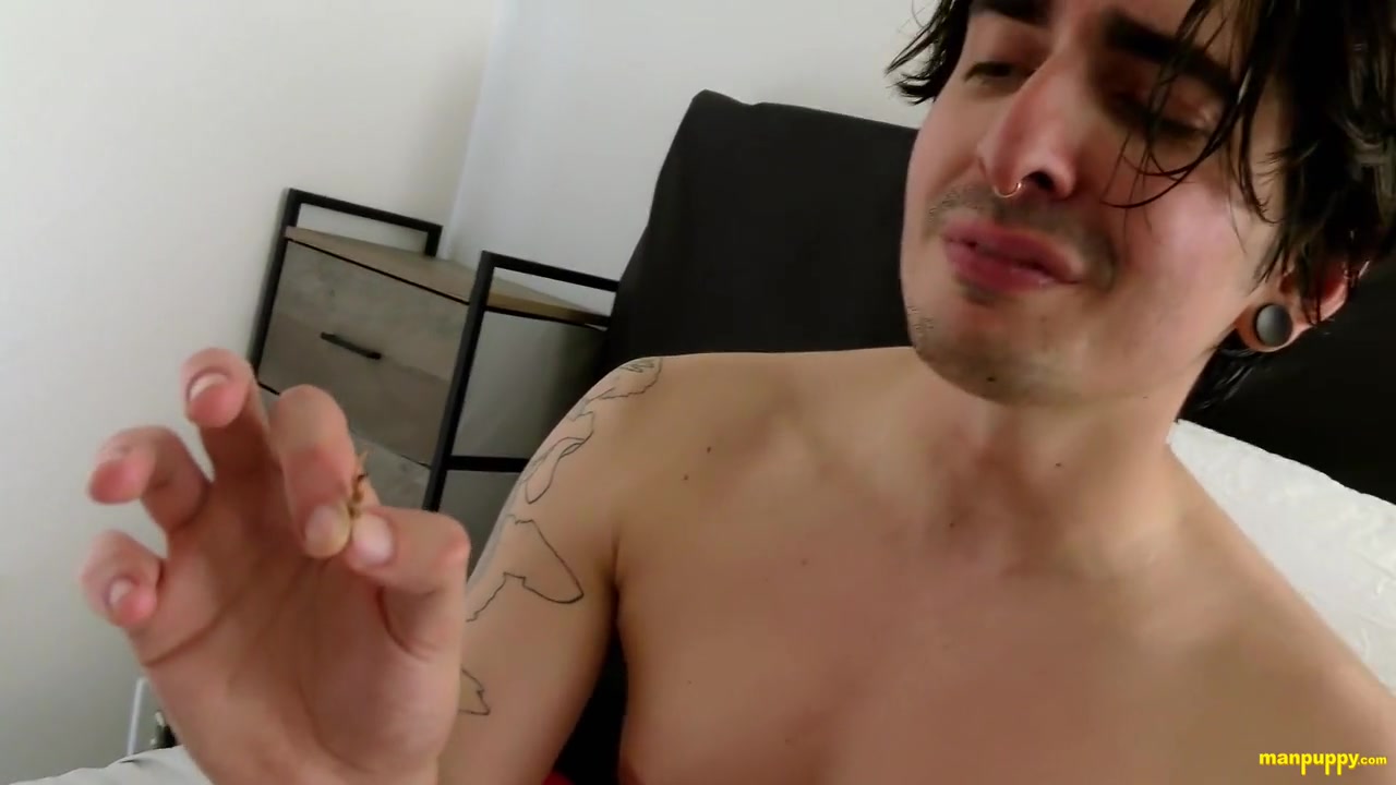 Giant Emo Boy Shoves A Little Toy In His Ass