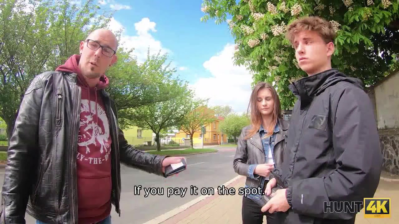 HUNT4K. Hunter gets satisfied by babe because poor couple needs cash