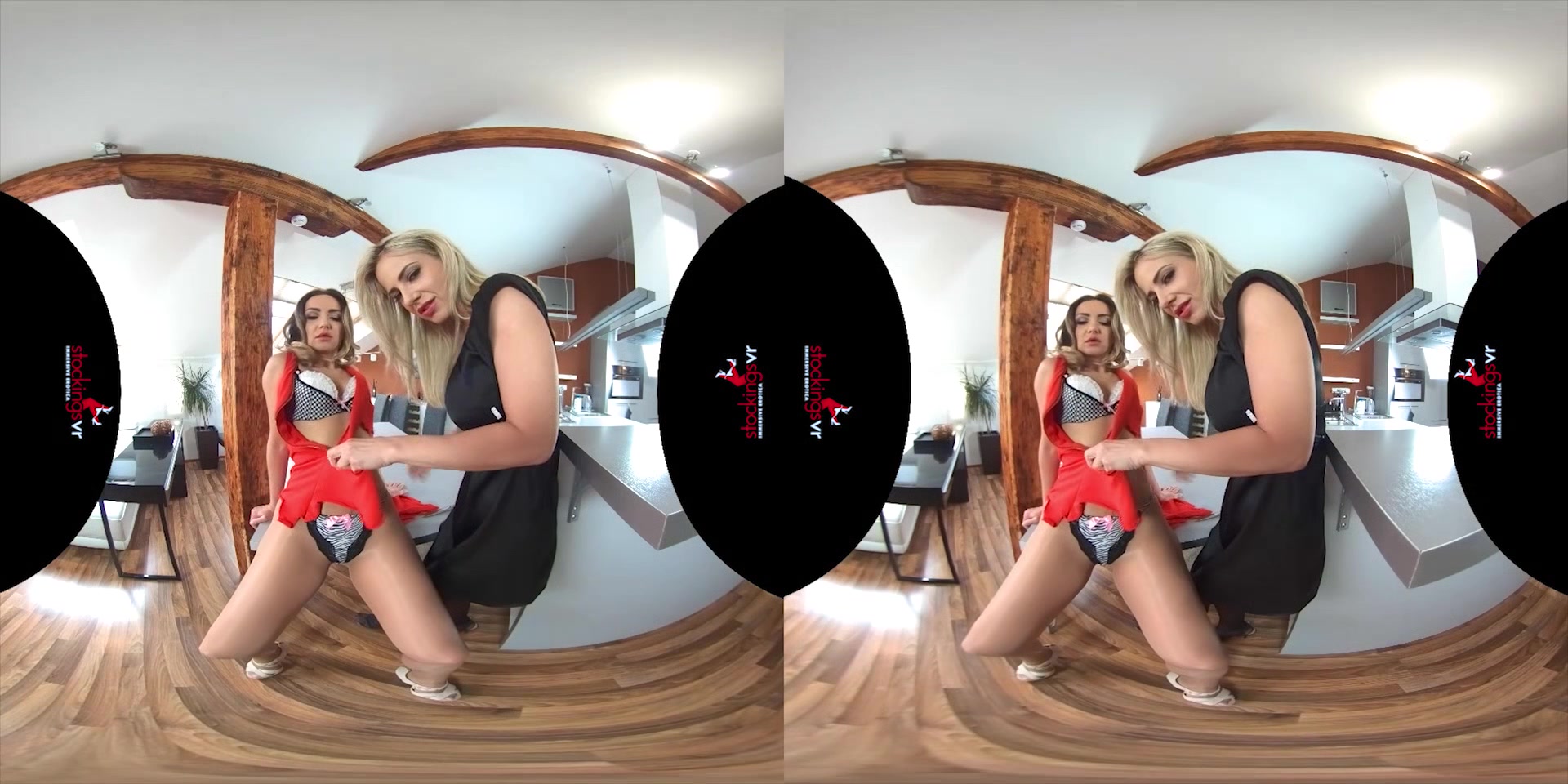 Pantyhosed grip and rip it starring Nathaly Cherie and Victoria Puppy