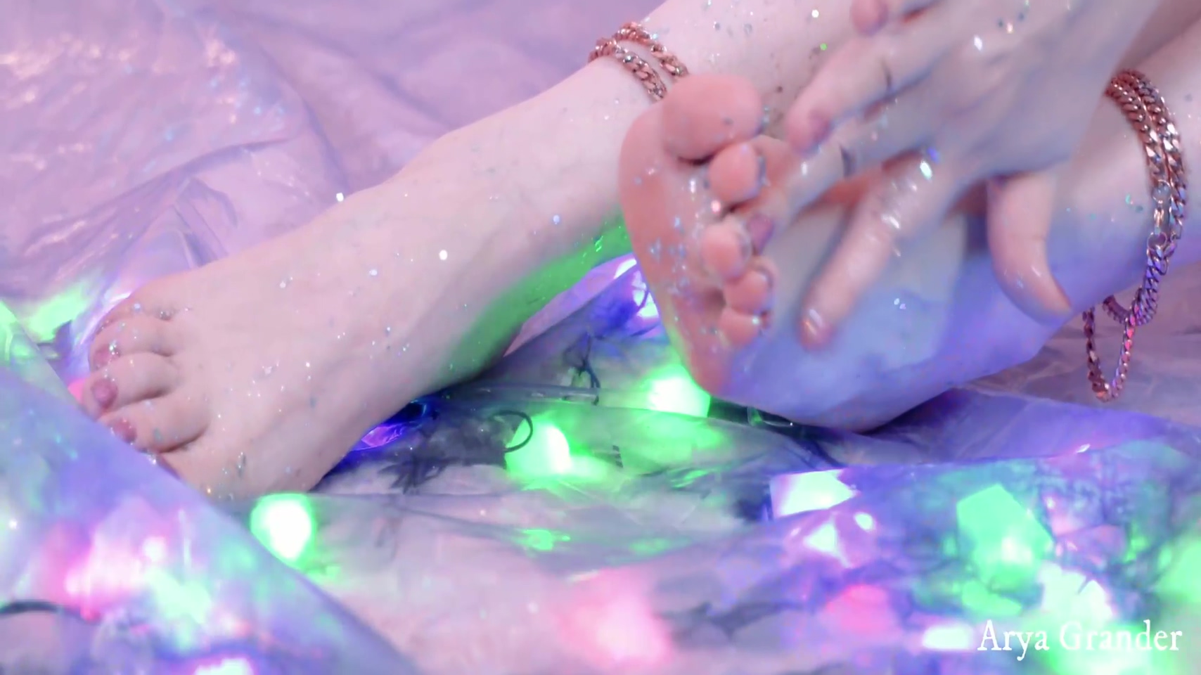 Shiny Glitter Feet Video, Close Up 6 Min