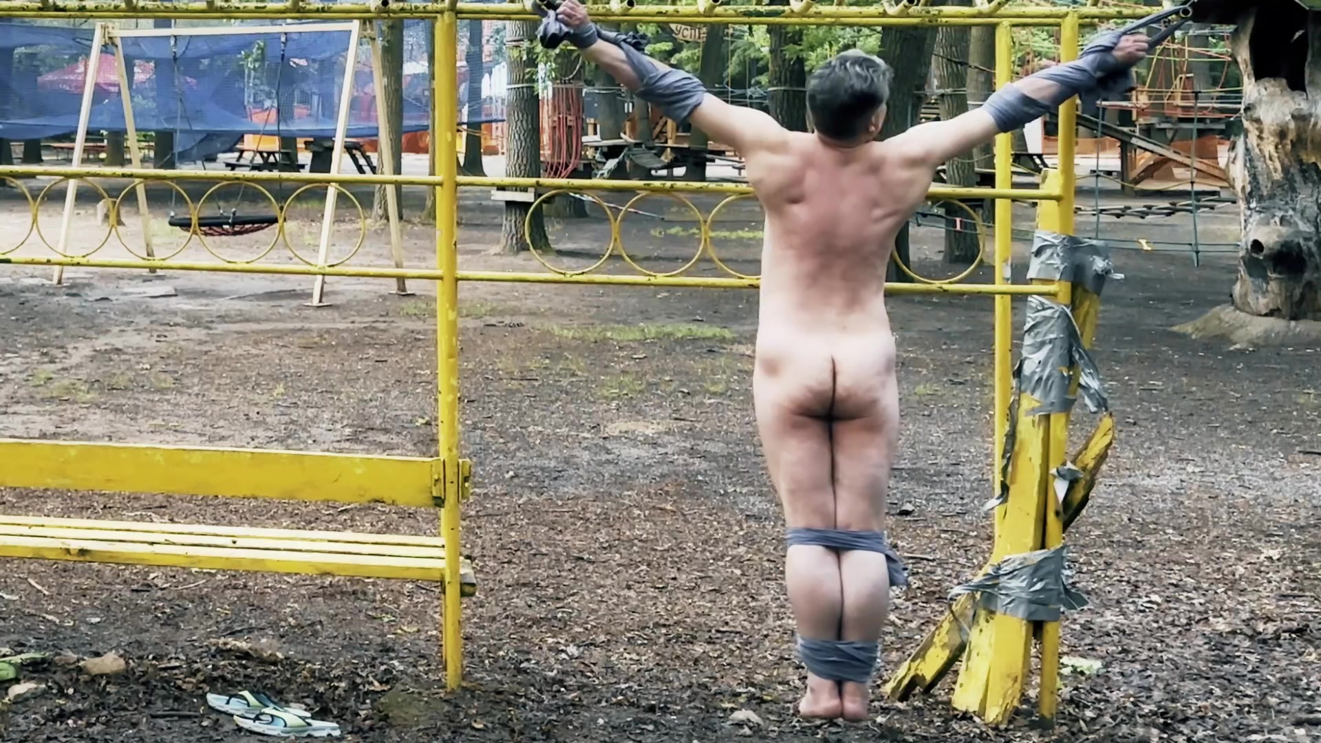 Guy Park - Crucified Helpless Naked Guy In The Park