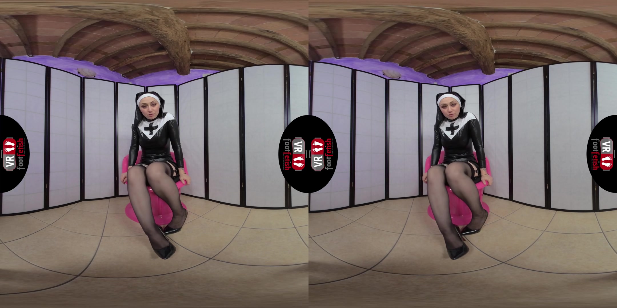 Sinfully Sexy Ammalia Mistreating You In A Nun Costume - VRFootFetish