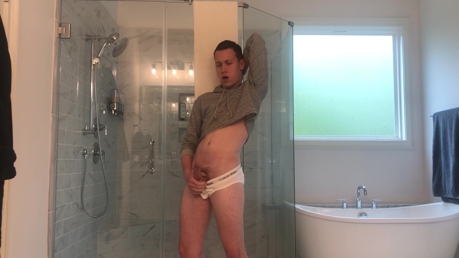 20 Year Old Jesse Gold Jerks Off In A Crop Top And Tighty Whities