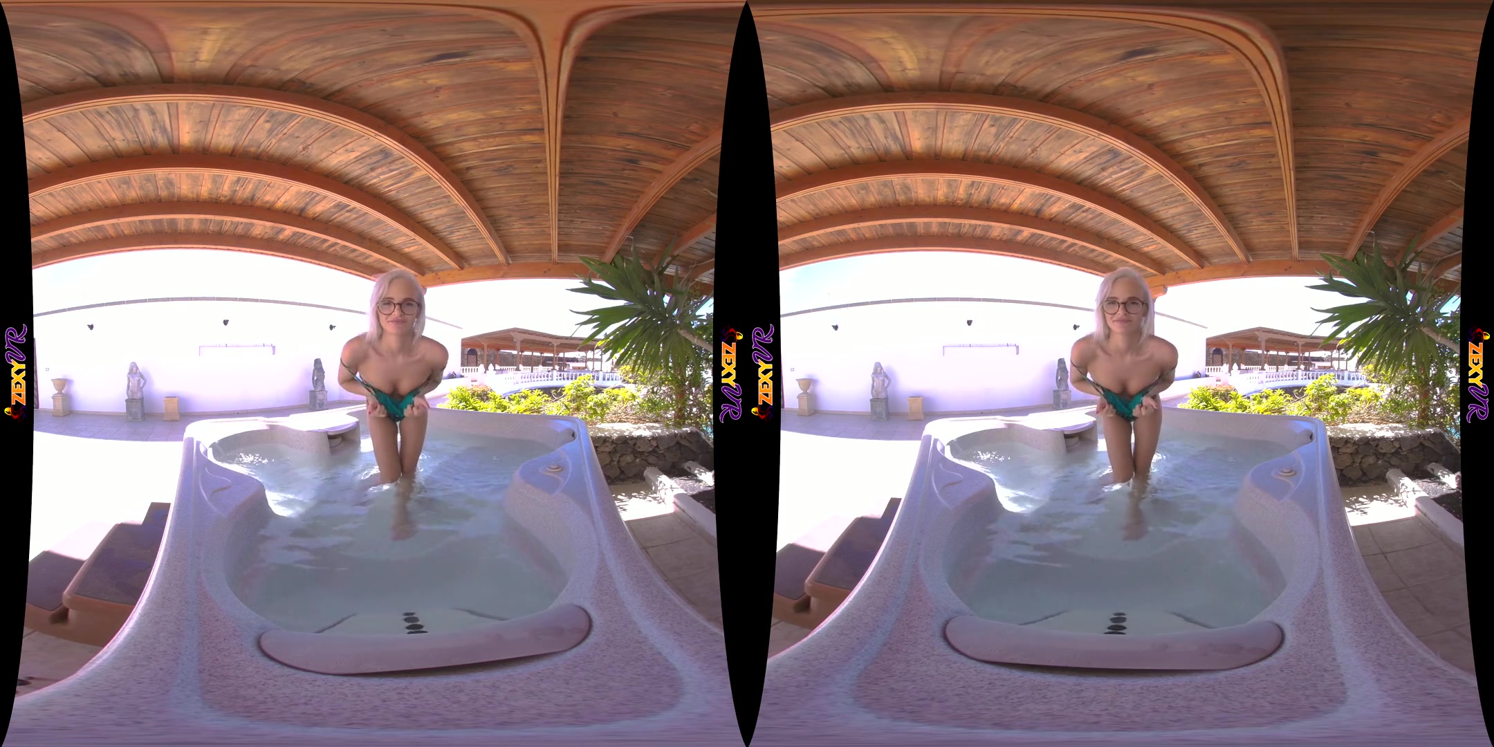Tiny Temptations - Petite Blonde Topless Tease Flash Hot Tub