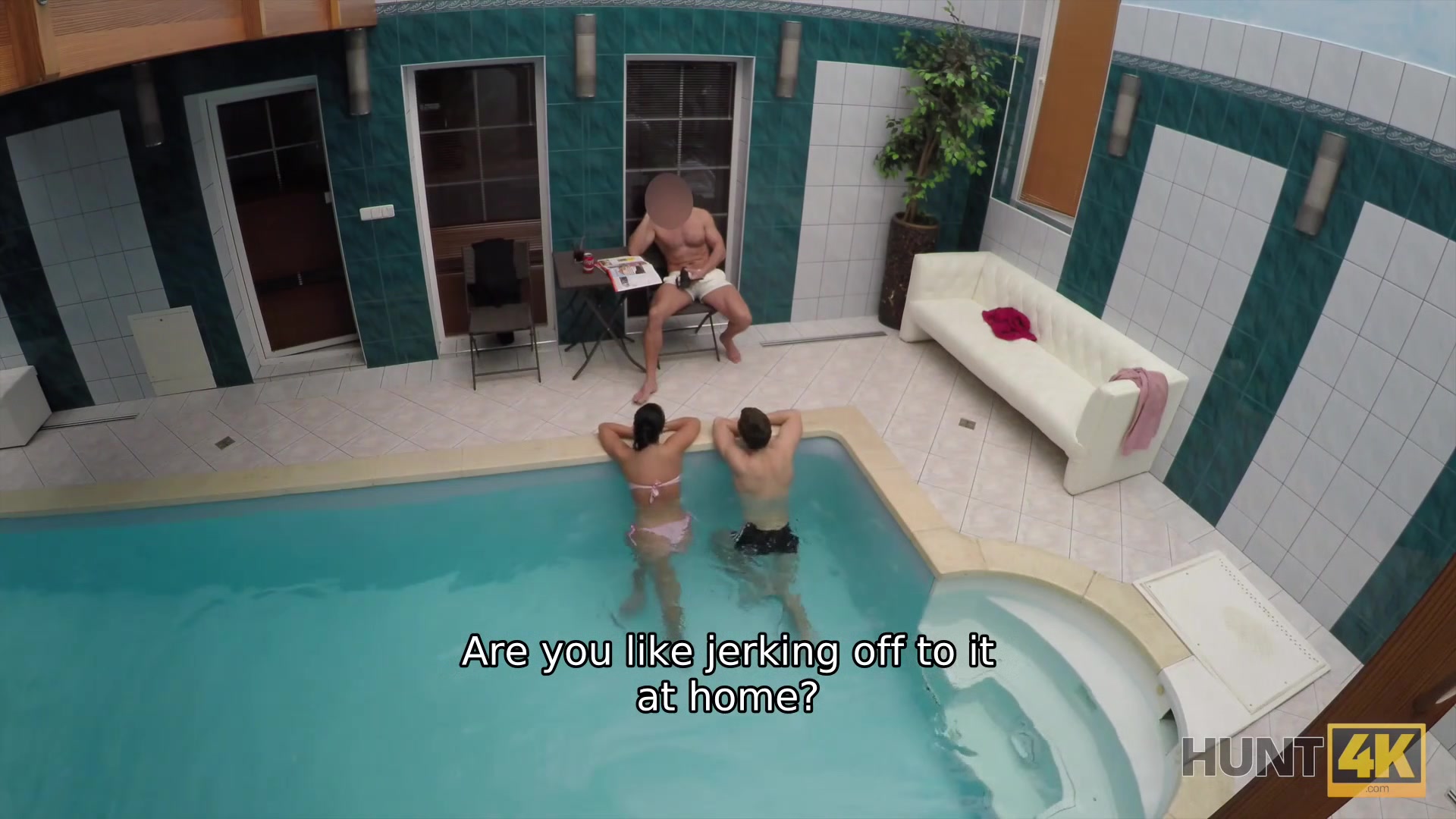 HUNT4K. Pretty lassie worships dick to get allowed to stay at spa zone