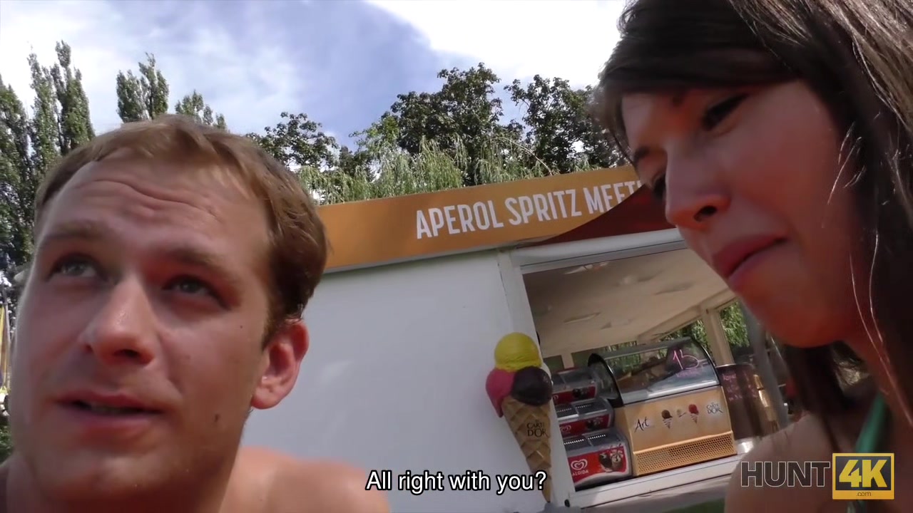 HUNT4K. Slender teen 18+ tries outdoor anal sex while cuckold films this