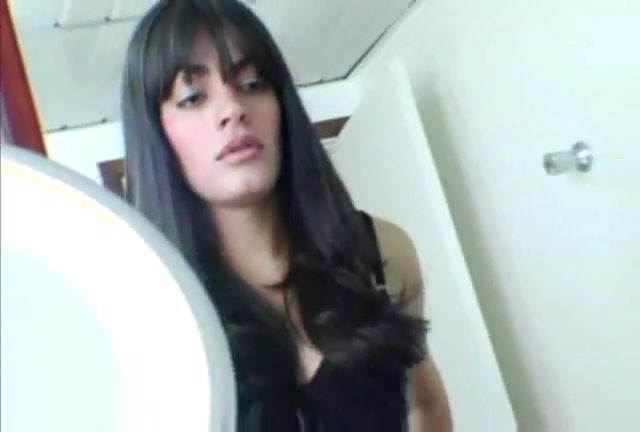 Dirty ladyboy jerks at home
