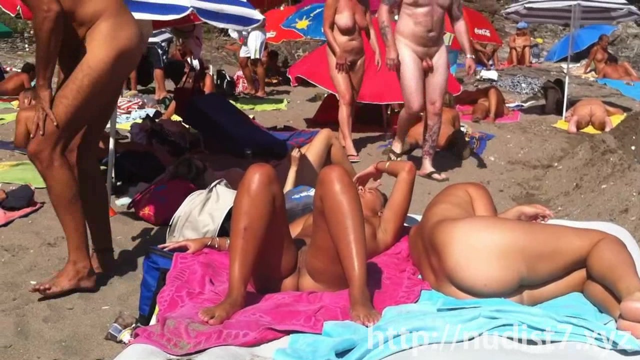 Sexy nudist ladies in nature's garb on the beach