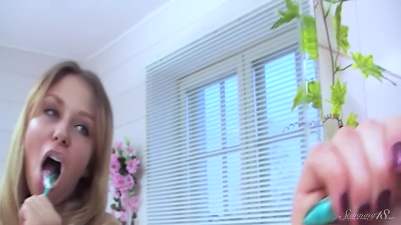 Tempting Blonde teen 18+ Brigitta F Washes Her Naked Slim Body!