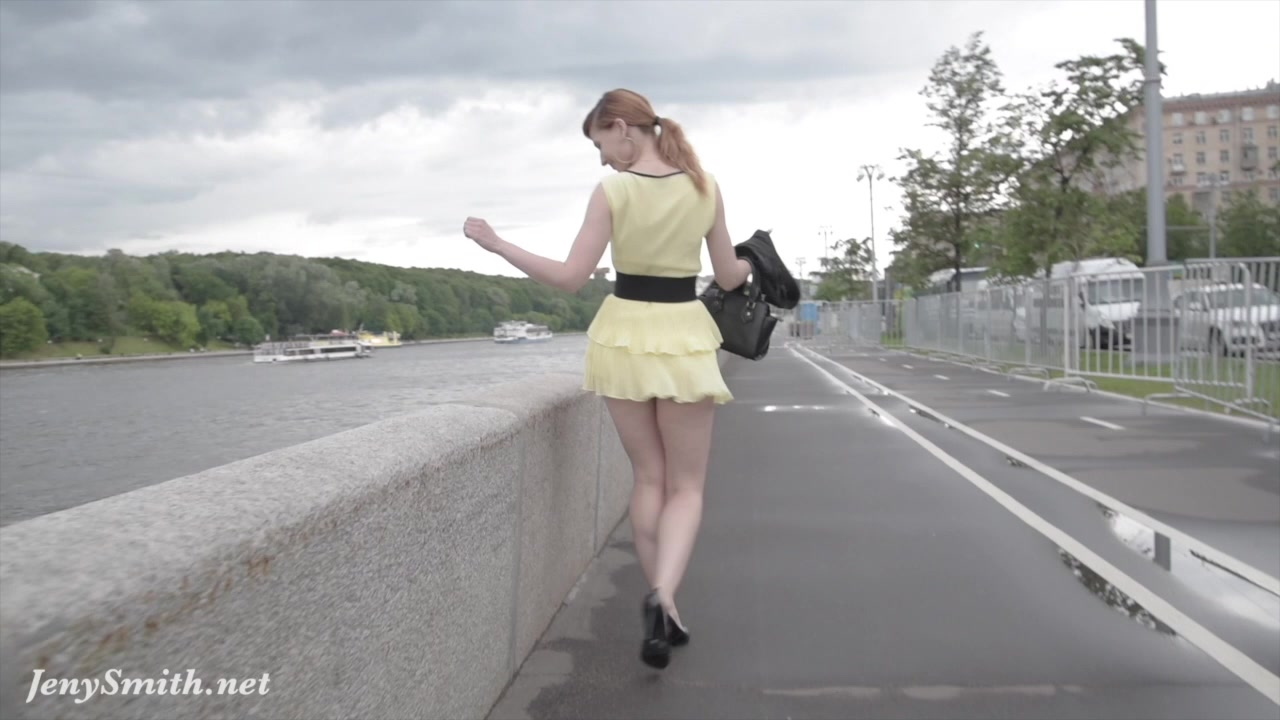 Jeny Smith public flasher shares great upskirt views on the streets