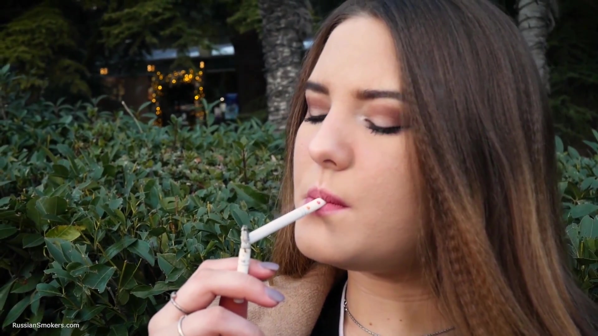 Russian Girl Spends Her Lunch Break Smoking 3 Cigs In A Row