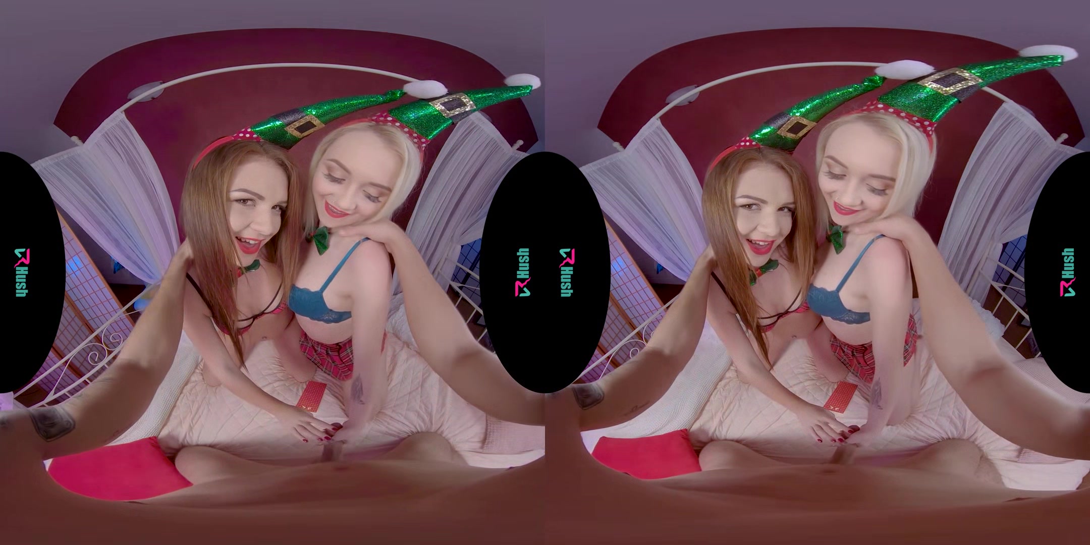 VRHUSH Naughty Christmas threesome with Marilyn Sugar and Mila Fox