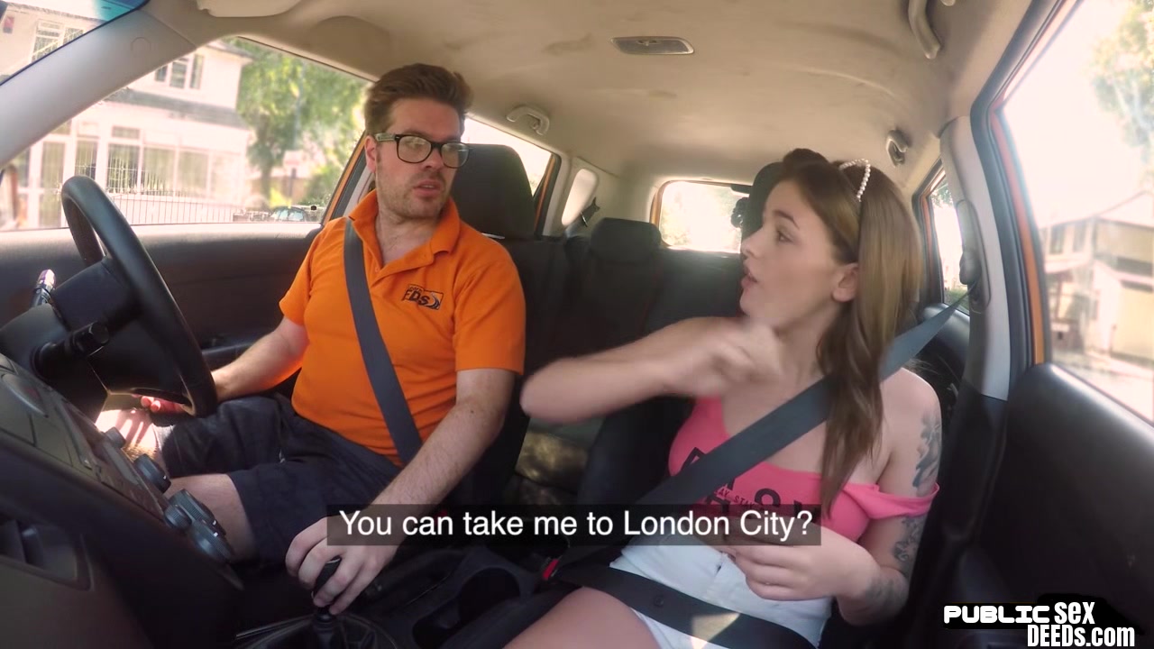 Petite euro publicly pounded from behind in taxi cab