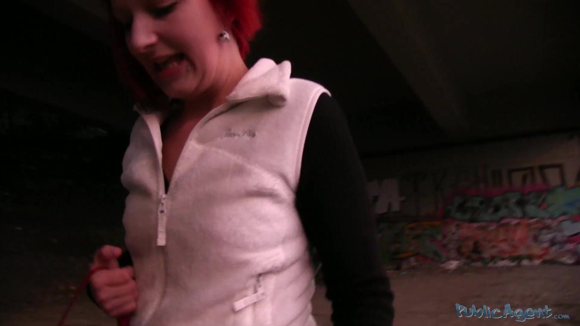 Amateur redhead with cute piercing picked up and mouthfucked
