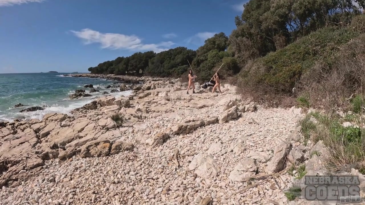 Beach Day Afternoon With Gabriela Lati And Dora Playing Games Naked Outdoors Eating And Fingering