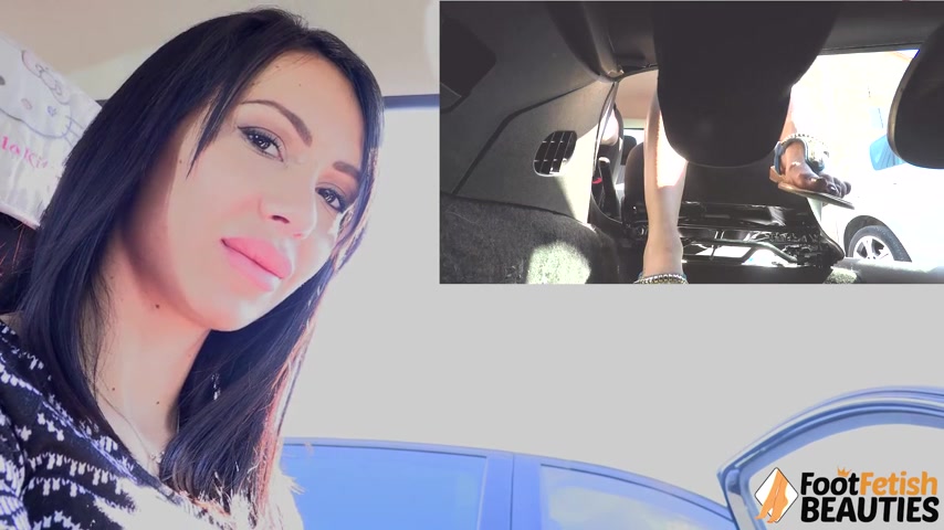 Gorgeously seductive Daniela pumping the car pedals for you
