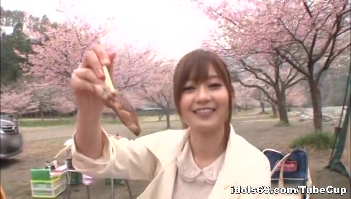Insatiable hot milf Rina Ishihara sucks cock outdoors