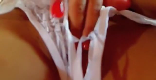 White sexy outfit, dirty talk and toy play