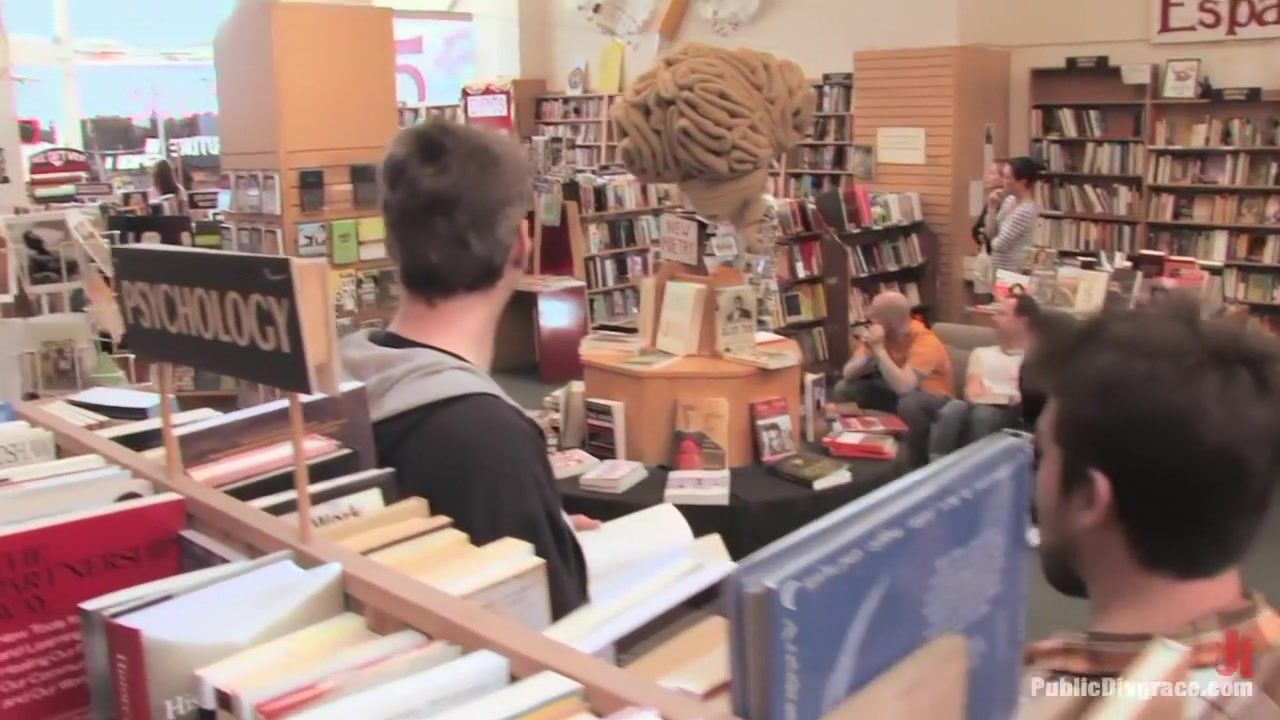 Redheaded bookworm gets humiliated and fucked in a bookstore!