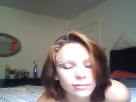 Brown-haired girl invited a special guest for her webcam show