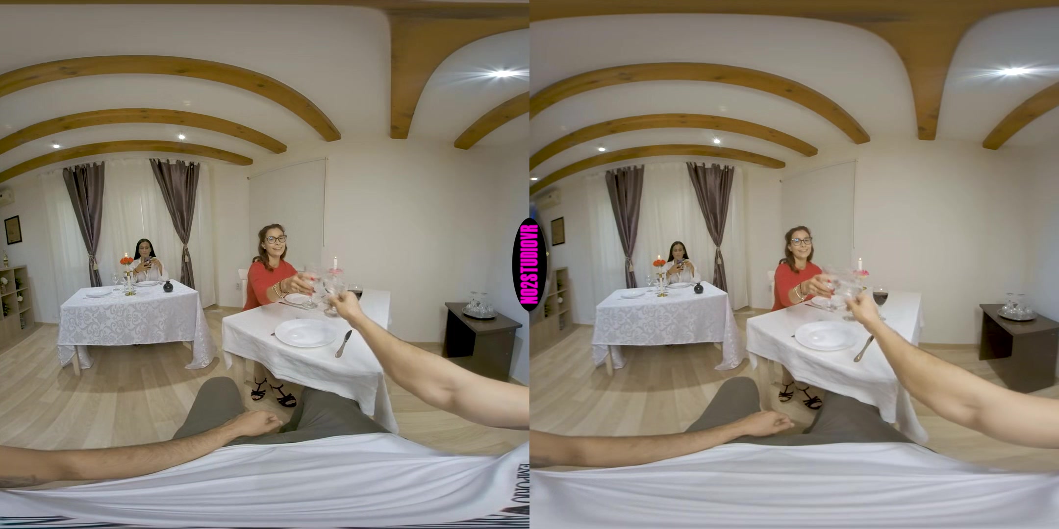 Dinner For Two, Foursome For Me; MFFF POV VR Sex with Busty Euro Pornstars