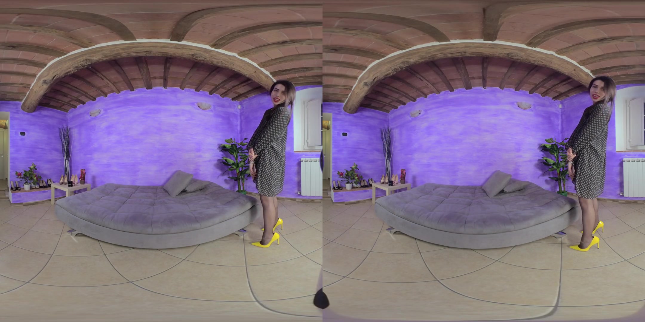 Sexy Petra's Delicious Feet In Yellow Pointed - Toe Stilettos; Seductive Leg Fetish VR Video