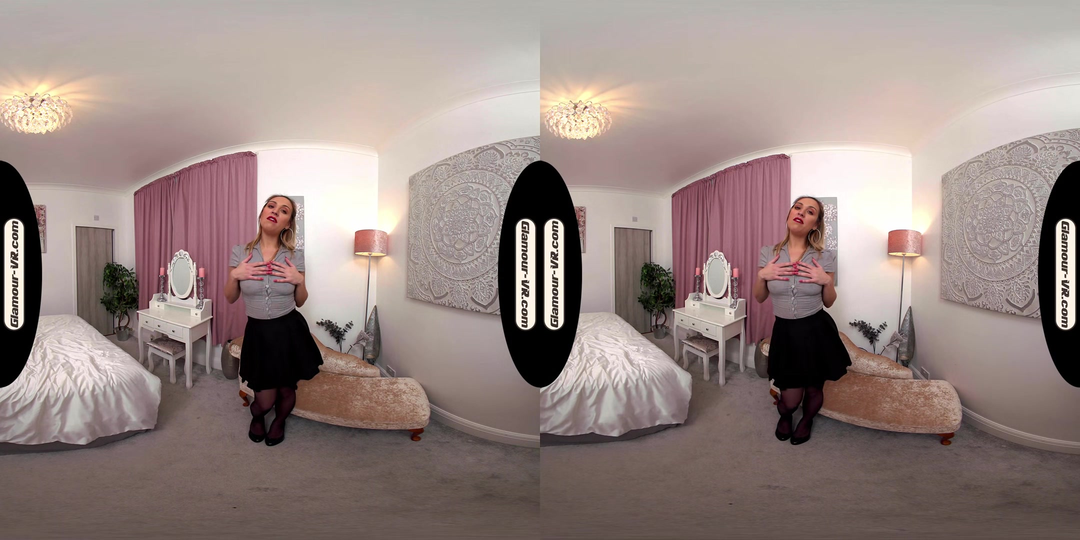 Samantha Smart/Casual Outfit With Seamed Stockings Treat - 8k Vr