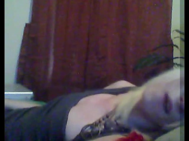 Extra thin and pale emo tgirl jerks her limp dick on cam