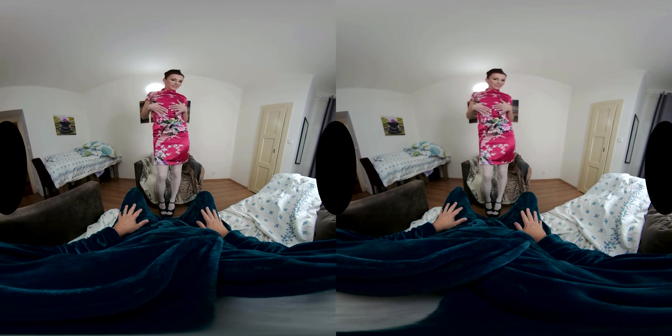 Victoria Daniels: Lady in Red - Beautiful Brunette VR Lapdance Blowjob and Sex