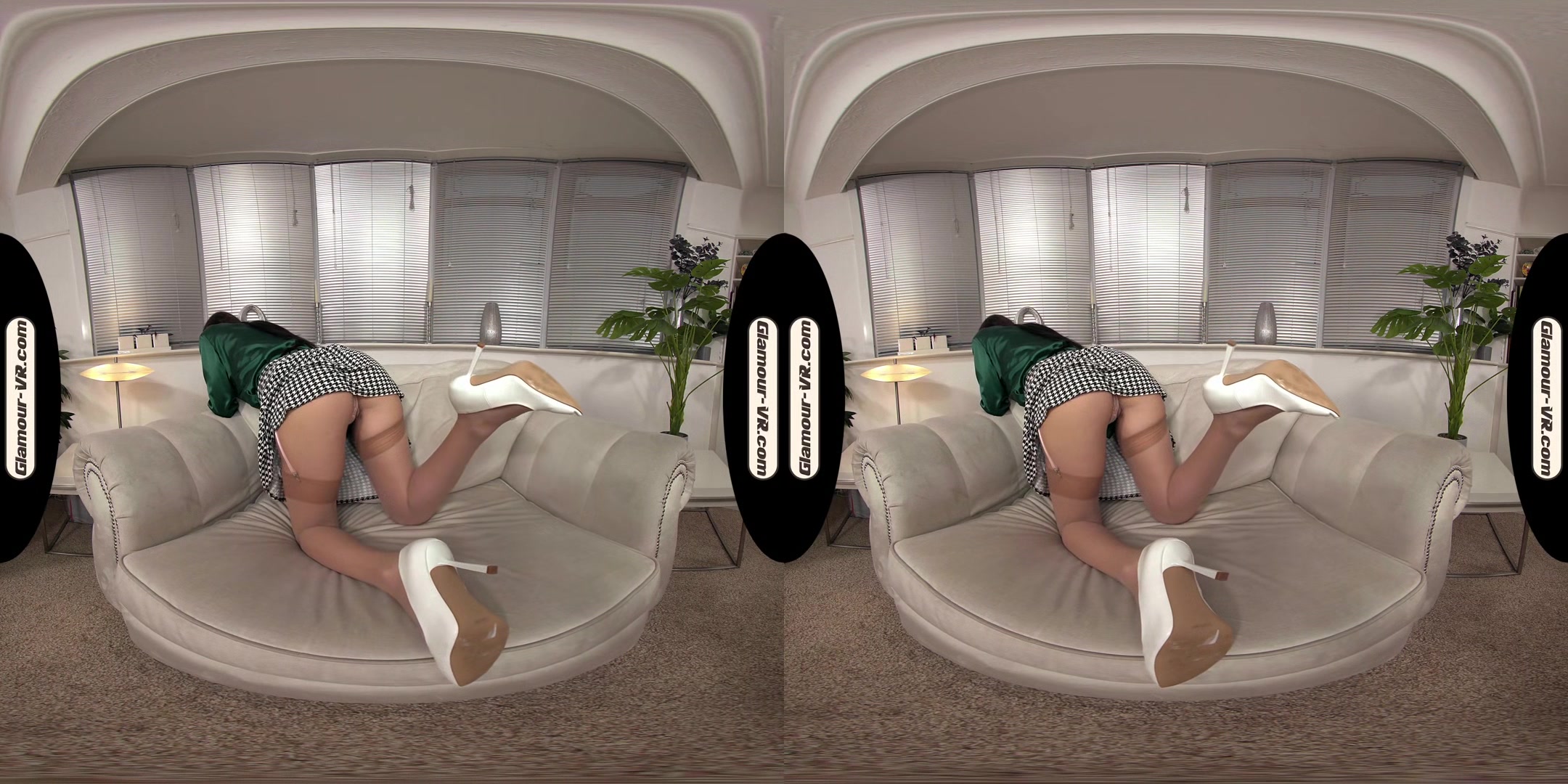 Antonia Jay Secretary With Dogtooth Skirt; Stockings Self-Pleasure Treat - 8k Vr