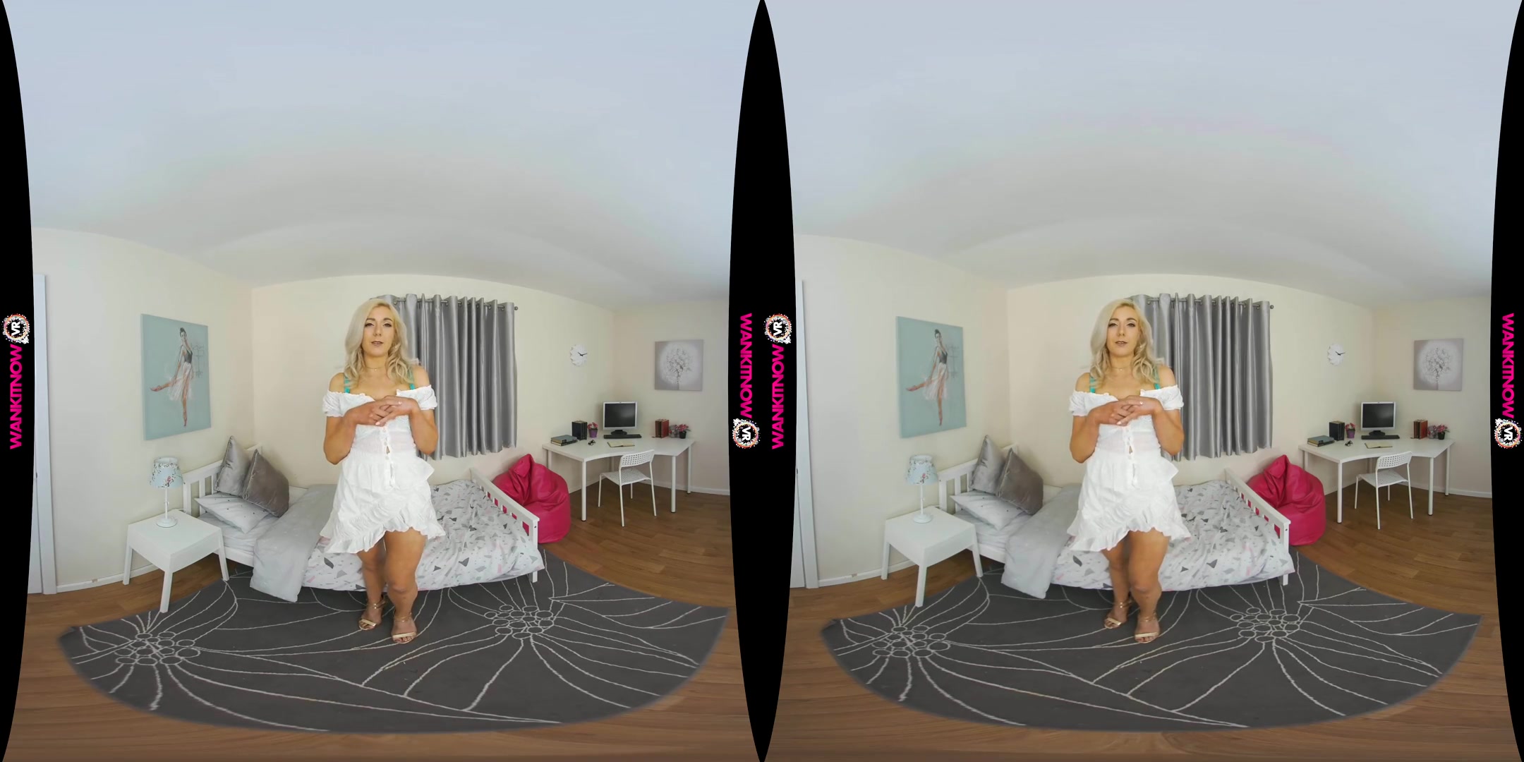 Happy Wanker - Blonde Shaved Solo Model Lingerie JOI
