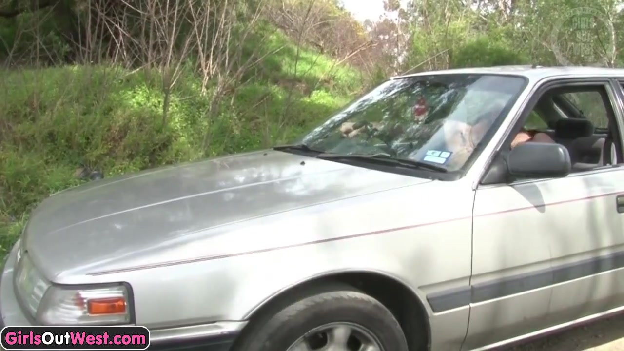 Shaved tight amateur pussy fucked on the car