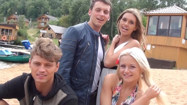Outdoor sex movie scene with 2 sexy honeys