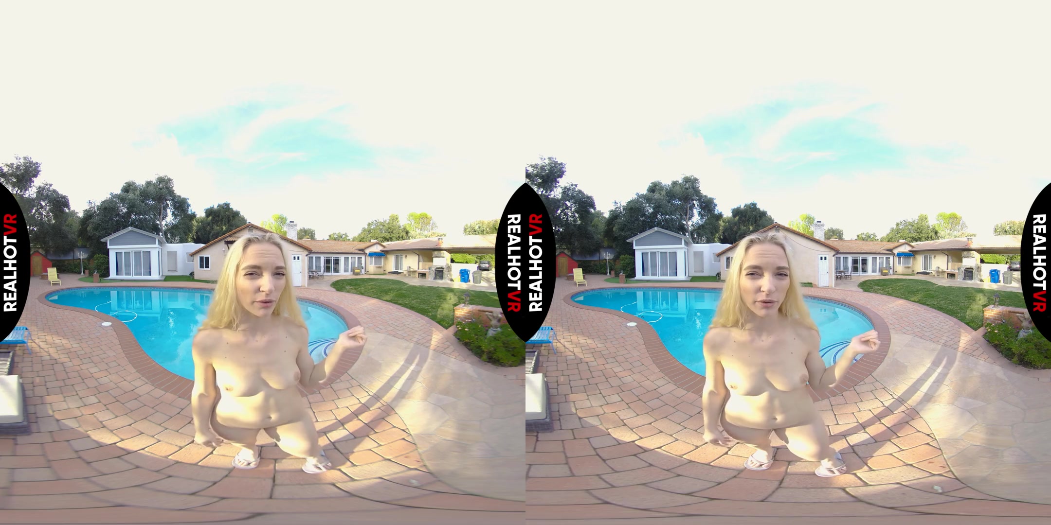 Banging The Pool Boy In Stepdad' Bed - Blonde teen 18+ Babe Solo by the Pool